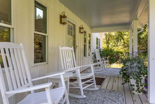 deck featuring a porch