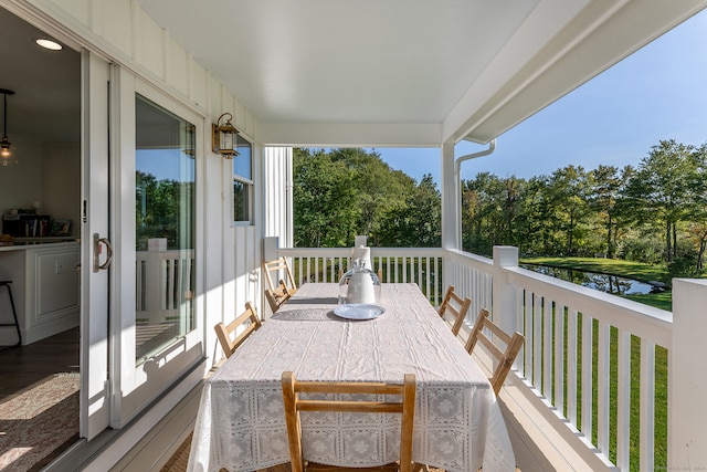 balcony with a water view