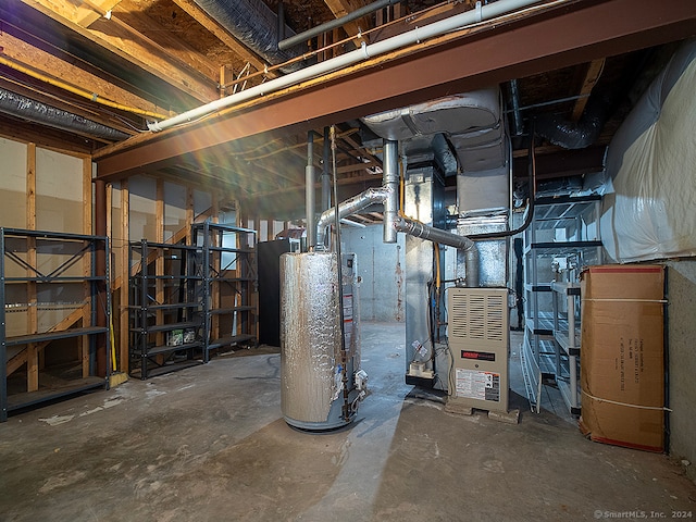 basement with gas water heater