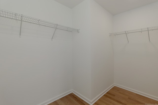 walk in closet featuring wood-type flooring