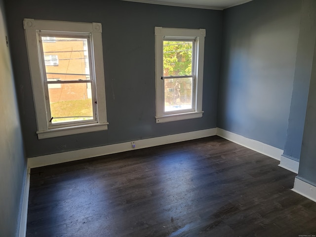 spare room featuring dark hardwood / wood-style floors