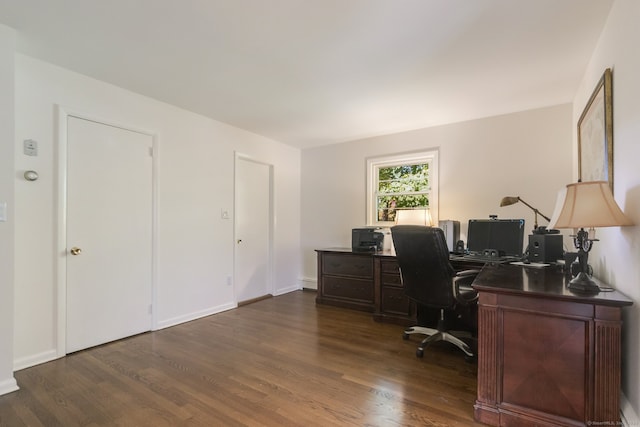 office area featuring dark hardwood / wood-style floors