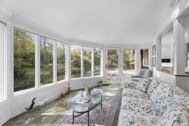6 Tantummaheag Rd, Old Lyme, CT 06371 - sunroom / solarium with outdoor lounge area and crown molding