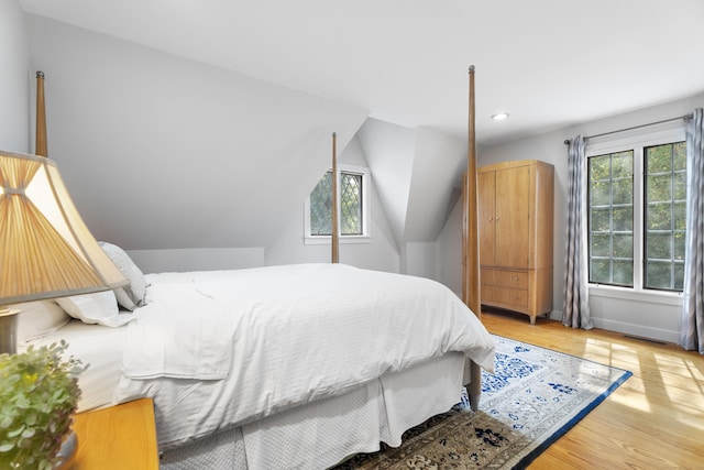 6 Tantummaheag Rd, Old Lyme, CT 06371 - bedroom with wood finished floors, lofted ceiling, and recessed lighting