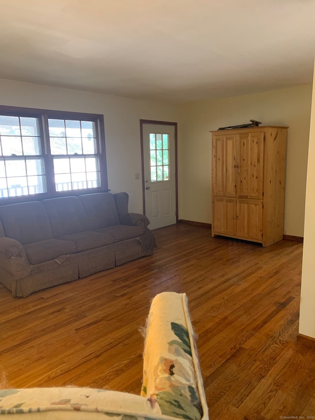 unfurnished living room featuring wood-type flooring