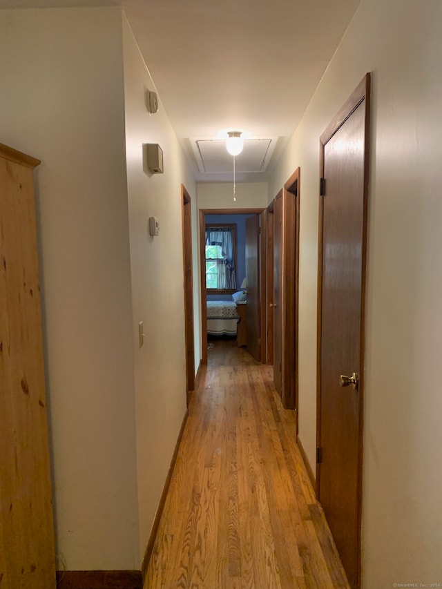 hall featuring light hardwood / wood-style flooring