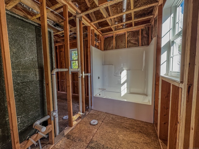 bathroom with a tub and a wealth of natural light