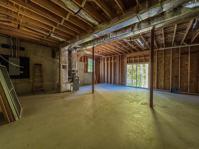 basement with heating unit