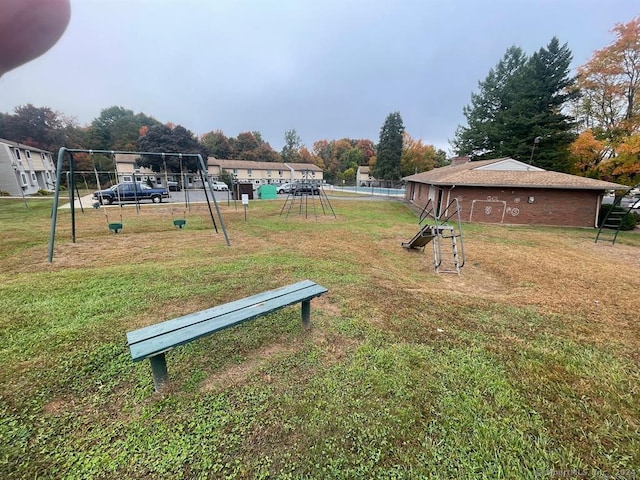 view of yard with a playground