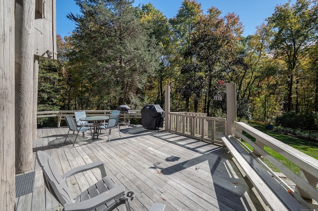 deck featuring area for grilling