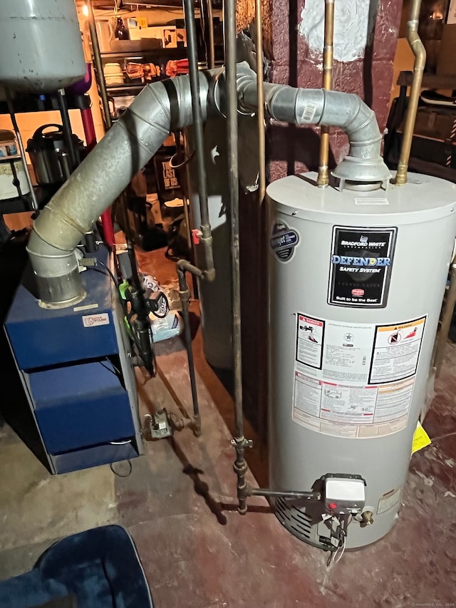 utility room with gas water heater