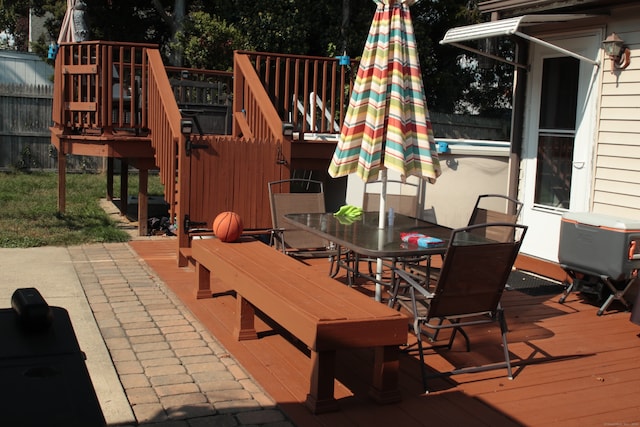 view of patio featuring a wooden deck