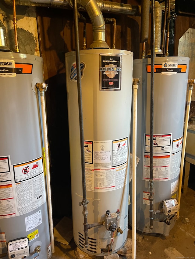 utility room featuring gas water heater