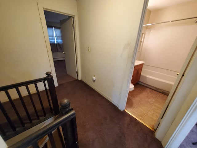 67 Enfield St Unit 37, Hartford, CT 06112 - hallway with carpet flooring and an upstairs landing