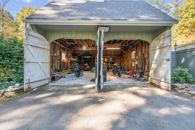 view of garage