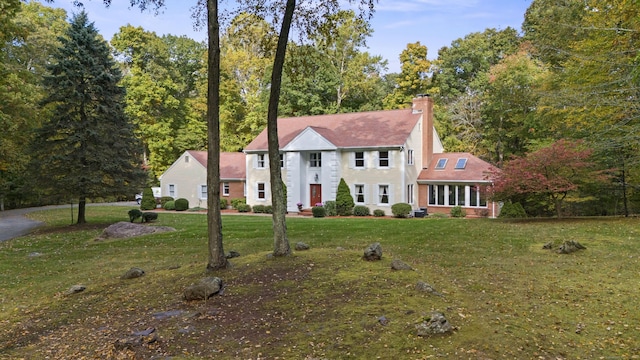 colonial house with a front lawn