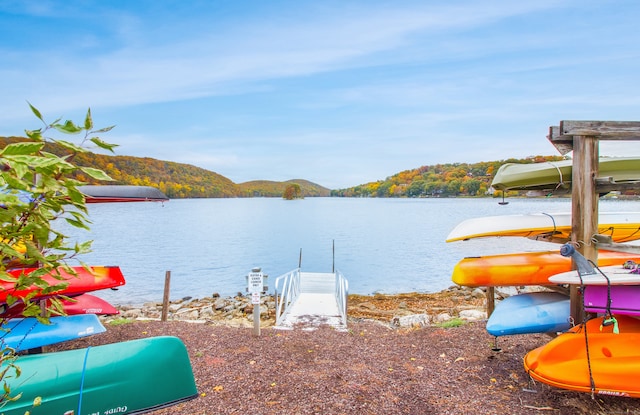 dock area featuring a water view