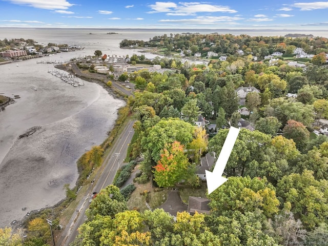 bird's eye view featuring a water view