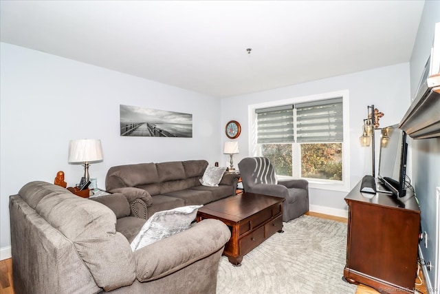 living room with light hardwood / wood-style floors