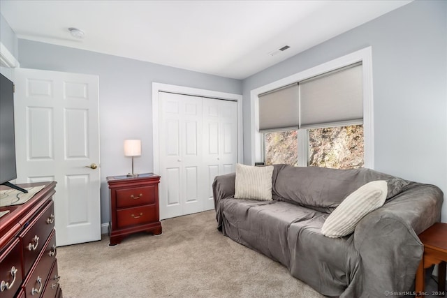 living room with light carpet