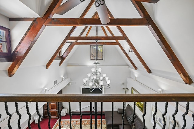 6 Prospect Ct, Hamden, CT 06517 - detailed view of beam ceiling and a chandelier
