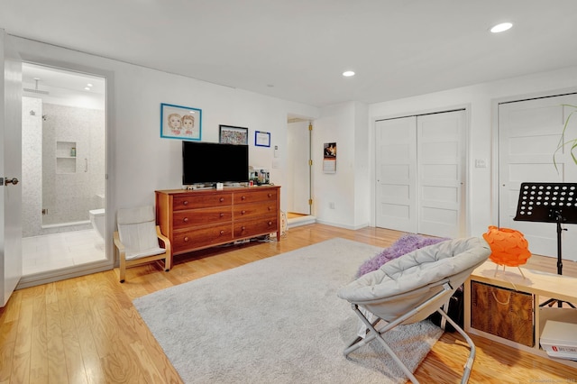 living room with hardwood / wood-style floors