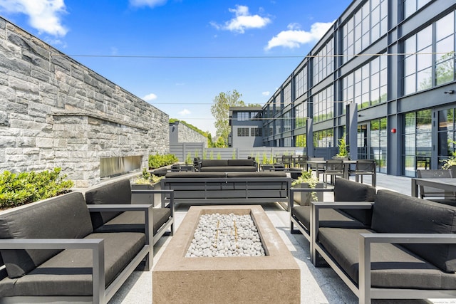 41 Richmondville Ave Unit 109, Westport, CT 06880 - view of patio featuring an outdoor living space with a fireplace
