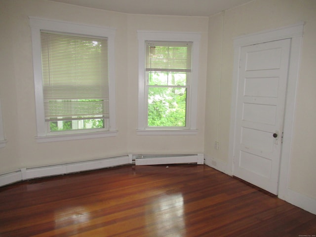 spare room with dark wood-type flooring