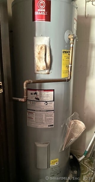 utility room with electric water heater