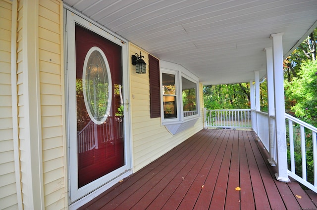 wooden deck featuring a porch