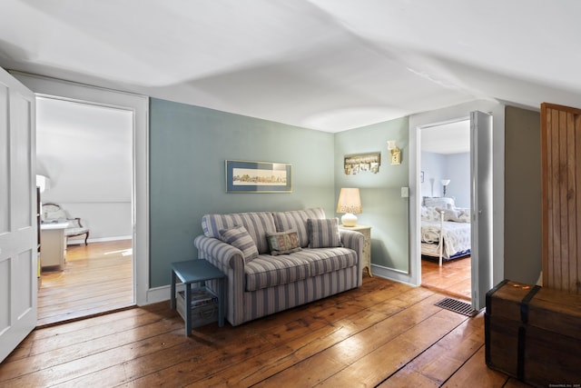 living room with wood-type flooring