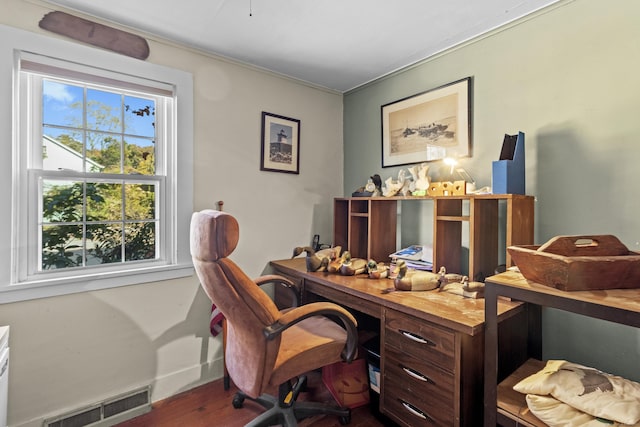 office area featuring wood-type flooring