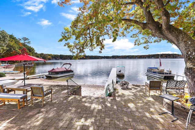199 Pine Hollow Rd, Killingly, CT 06241 - dock area with a water view and an outdoor fire pit