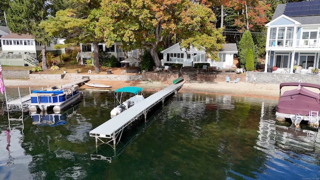 view of dock featuring a water view