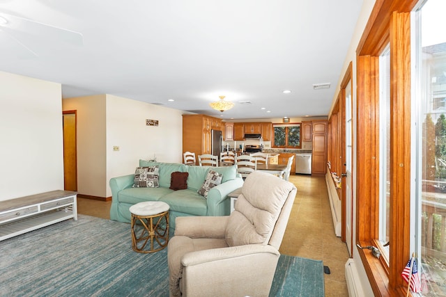 199 Pine Hollow Rd, Killingly, CT 06241 - living room with plenty of natural light, ceiling fan, and recessed lighting