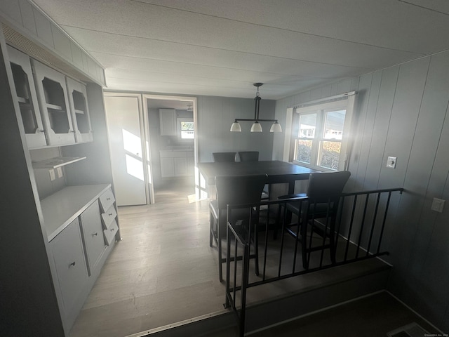 dining area with light hardwood / wood-style floors and a wealth of natural light