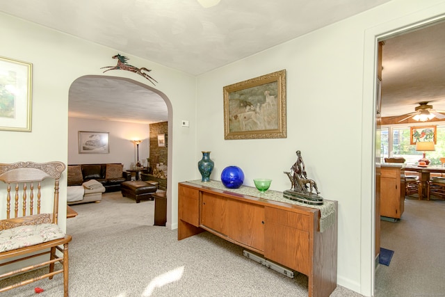 hallway with light carpet