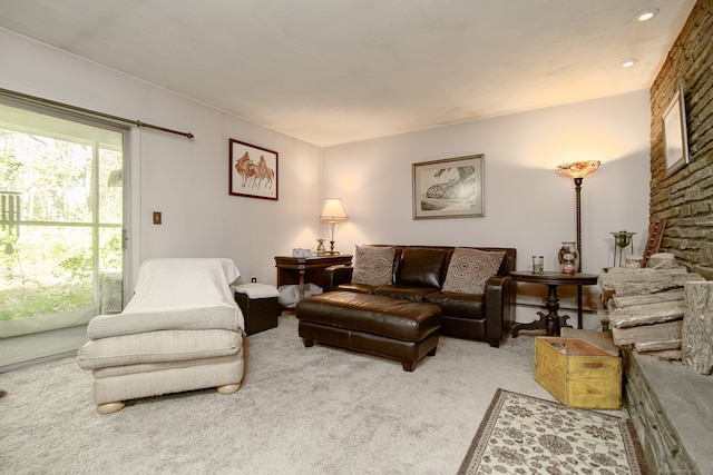 living room with light colored carpet