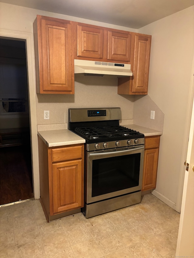 kitchen featuring stainless steel range with gas stovetop