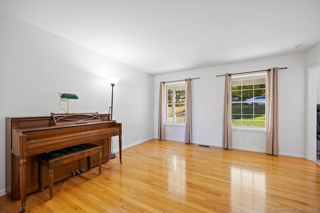 misc room with light hardwood / wood-style flooring