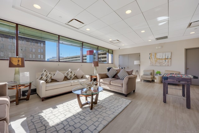 living room featuring light wood-type flooring