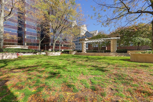 view of yard with a pergola