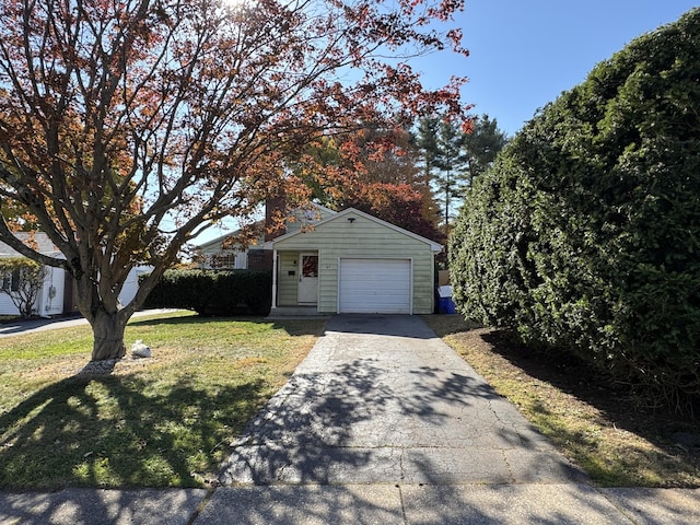 garage with a lawn