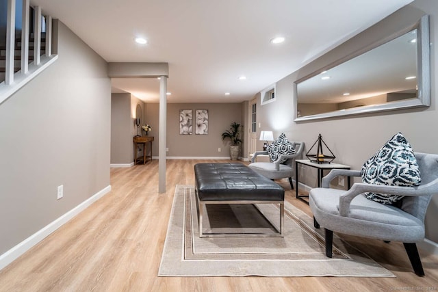 living room with light wood-type flooring