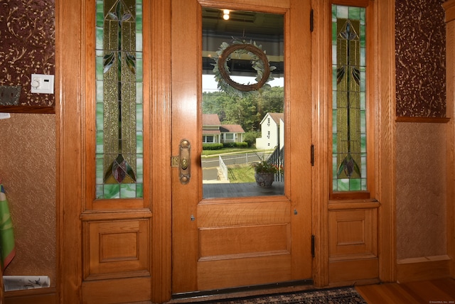 entrance to property featuring french doors