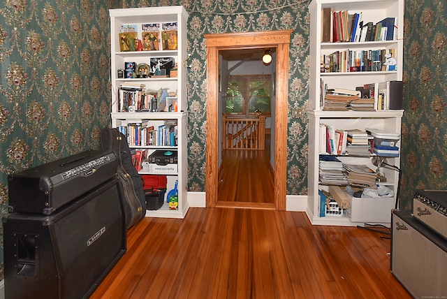 misc room with hardwood / wood-style flooring