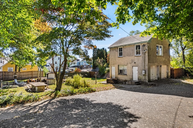 exterior space featuring a garage