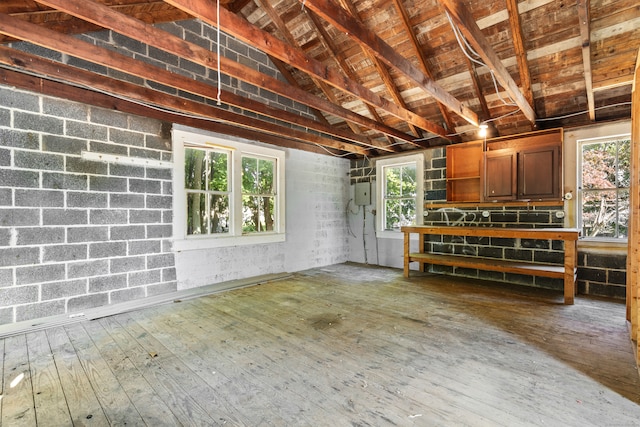 interior space with hardwood / wood-style floors and electric panel