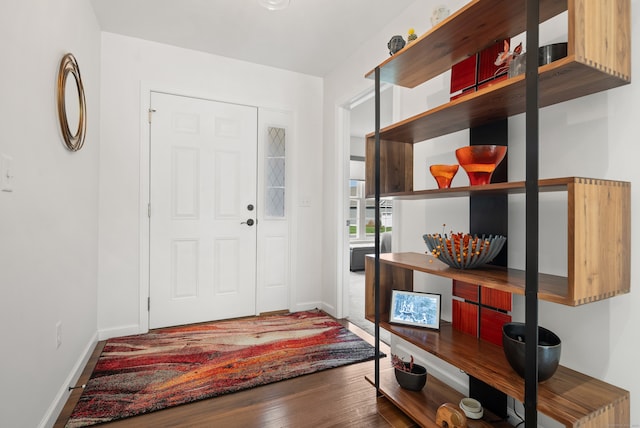 foyer with dark hardwood / wood-style flooring