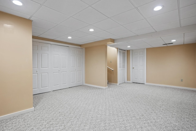 basement with carpet